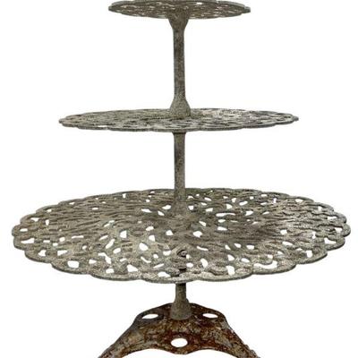 Antique French Cast Iron Tiered Plant Stand
