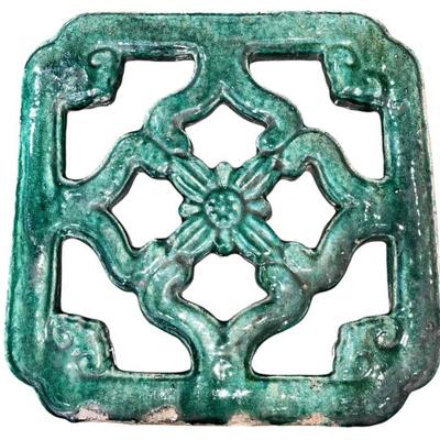 19th C. Asian Glazed Architectural Panel