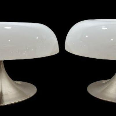 ARTEMIDE Style Space Age Mid Century Mushroom Lamp, Pair