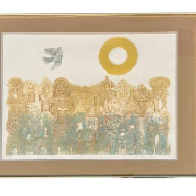 Mid Century MARCIA ISAACS "Jerusalem" AP Collagraph