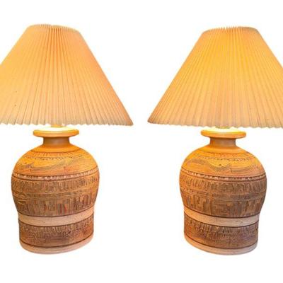Pair Mid Century Sculpted Lamps, CASUAL LAMPS, 1979