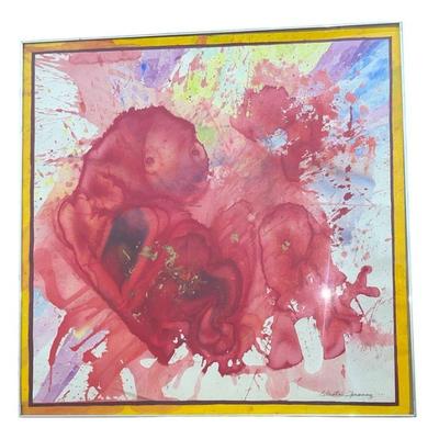 Large Abstract Watercolor Signed CELESTE SHRANSY