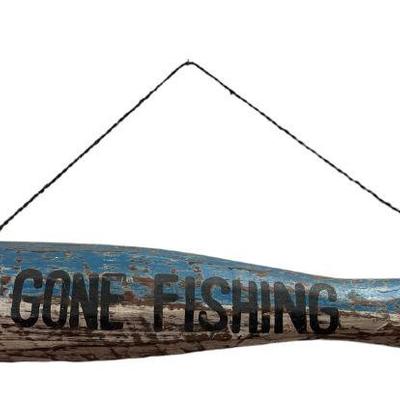 Vintage "Gone Fishing" Folk Art Trade Sign