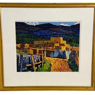 ROBERT DAUGHTERS "Taos Pueblo" Signed Lithograph