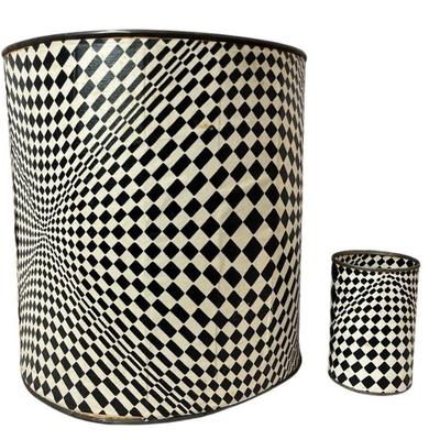 1960's Op Art Waste Basket and Pencil Holder