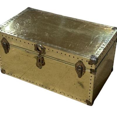 Hollywood Regency Brass Trunk Cedar Lined