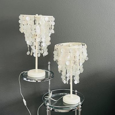  Set of 2 Pottery Barn Capiz Shell Table Lamps