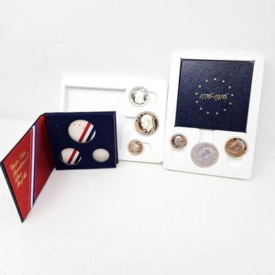 Two Sets of 1776-1976 S Proof Coins, Each 3pc Bicentennial Coins 40% Sterling w/ Coin Display Book