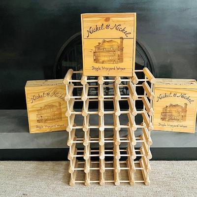 Wooden Wine Rack with Nickel & Nickel Wine Boxes