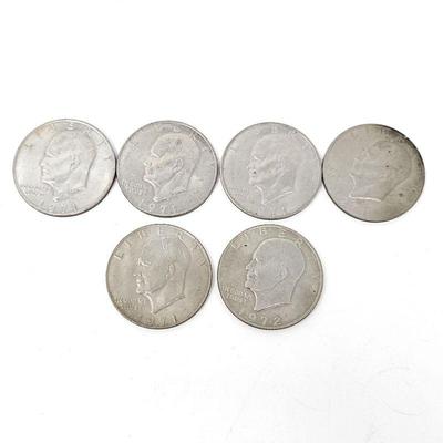  Lot of (6) Total Eisenhower Silver Dollars - (5) 1971 D & (1) 1972 - Circulated