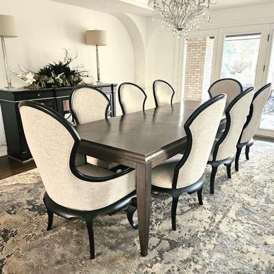 Dining Room Table (Table Only) Contemporary Lines in a Driftwood Brown/Gray Colored Wood w/ Two Leaves