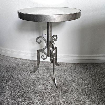 Stunning Heckman Furniture Round Silver Tone Occasional Tables with Mirrored Glass Top (One Needs Glass) 