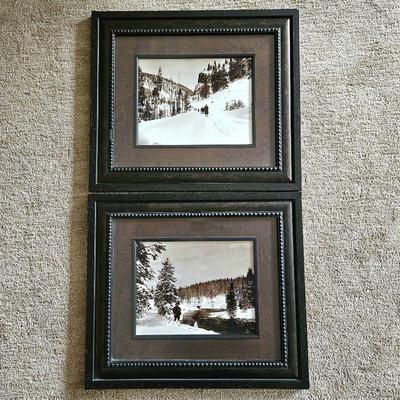  Set of Two Western Style Wall Art - Antique Enlarged Photos of Men in Mountain Scenes