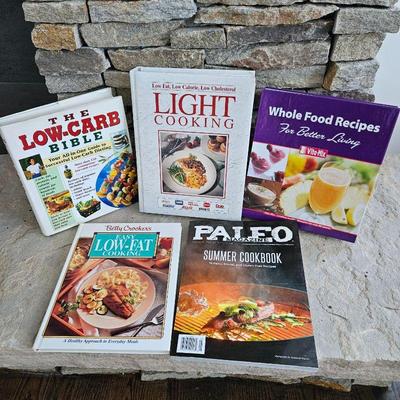  Lot of Five Colorful Cook Books For Healthier Living! Low Fat, Low Carb & Paleo