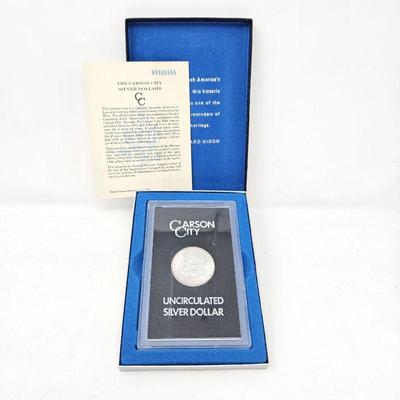 Rare Uncirculated Carson City 1883 CC Morgan Silver Dollar (90% Silver) w/ Certificate in Original Packaging 