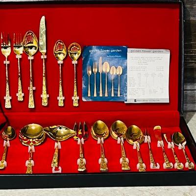 Golden Flower Garden Gold Plated Flatware Set by Stanley Roberts