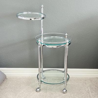 Frontgate Belmont Rolling Valet - 3-tier Contemporary Round Glass Cart