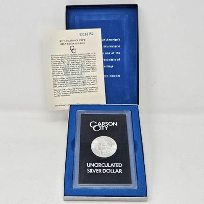 Rare Uncirculated Carson City 1884 CC Morgan Silver Dollar (90% Silver) w/ Certificate in Original Packaging 