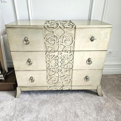 Whimsical Elegance in This Carved Wood Dresser by Hooker Furniture - Warm Metallic Gold Finish