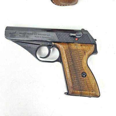German Mauser Werke 9mm Handgun Model HSc - With Leather Gun Holster
