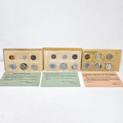  Set of Three Consecutive Years Uncirculated Coins 1959, 1960, & 1961 - With Original Envelopes and Certificate