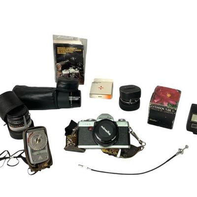 ROMO804 Minolta SG1 Camera Plus Lenses	Minolta SG1 handheld camera with several lenses. Includes Teleplus x2, teleplus x3, teleplus x4,...
