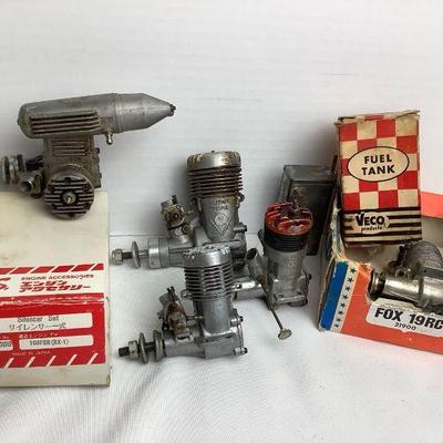 ROMO604 Fox, OS and More Engine Assortment	 Fox 25 engine,  Fox 19RC engine motor with box, Super Tigre G60 engine, McCoy red head 35...