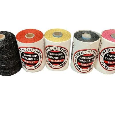 LEMO568 Crawford Belfast Thread	Ten spools NEW wax thread. One wrapper missing. 2 ply & 4 ply.
