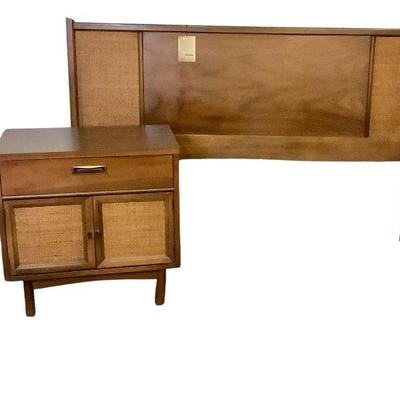 LYZE218 Lenor House Mid Century Headboard & Nightstand	Headboard is about 60.5" in length and has some wear to it. Comes with...