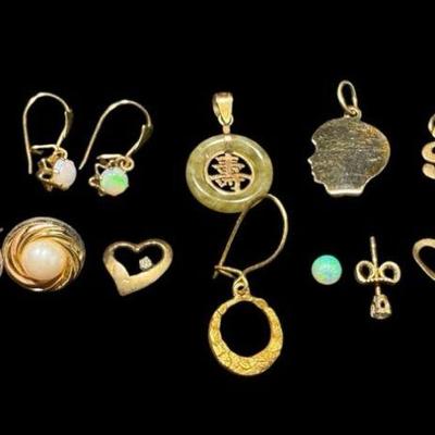 LYZE220 Gold Remnant Piece And 2 Pairs Of Earrings	Gold passed acid test. One pair of opal erring & one pair seed pearl & gold...