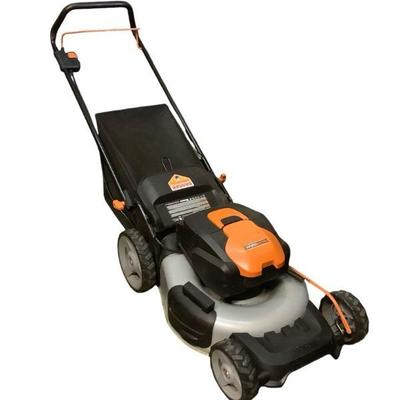 LEMO212 Worx Nitro Electric Power Mower	Has a 20" cutting deck, dual 20v batteries, removable leaf bag and kill switch. Handle can...