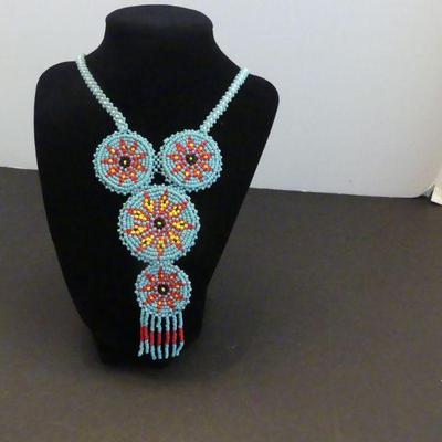 Vintage Native American Hand Made Navajo Style Seed Bead Necklace