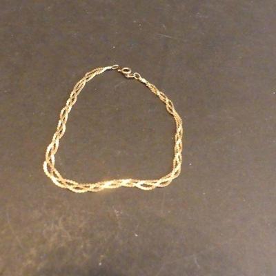 Vintage 18k Braided Serpentine Spring Ring Clasp 7" Bracelet - TW 3.0g