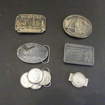 Vintage Belt Buckles (5) & Money Clip