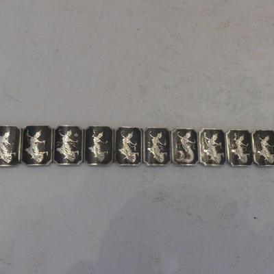 Vintage (Possibly Antique) Siamese Sterling Bracelet Depicting Mekhala & Ramasura - 37.8g