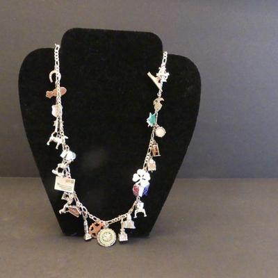 Vintage Sterling Charm Necklace - TW 91.0g