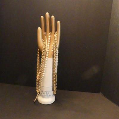Vintage 1971 General Porcelain 7½ Glove Mold Jewelry Display with Necklaces