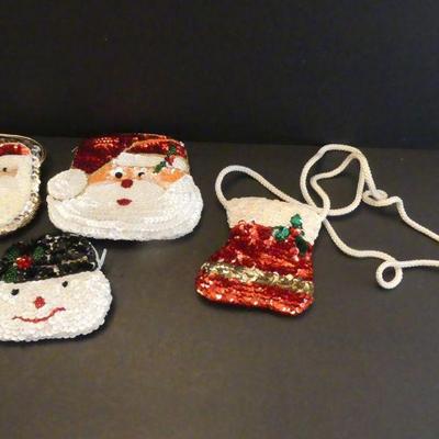 Vintage 4 Sequined Holiday Pouches