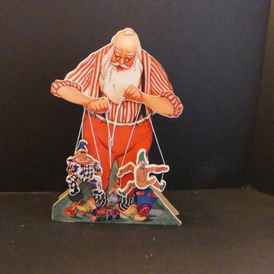 Vintage San Francisco Music Box Co. Musical Animated Wooden Santa Puppeteer - Plays "Santa Claus is Coming"