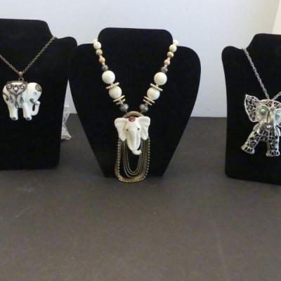 Vintage 3 Elephant Necklaces