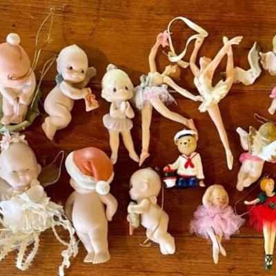 Assorted Porcelain And Resin Ornaments - Kewpies, Hallmark Ballet, Angels, And More