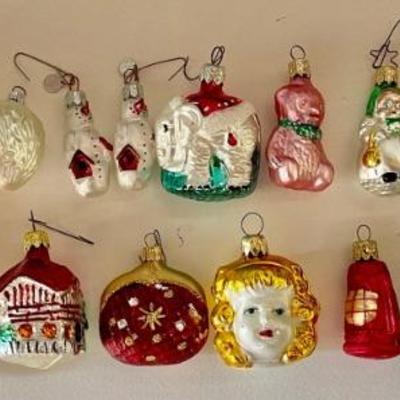 Lot Of Hand Blown Ornaments - Houses, Bears, Elephants, Purses, And More