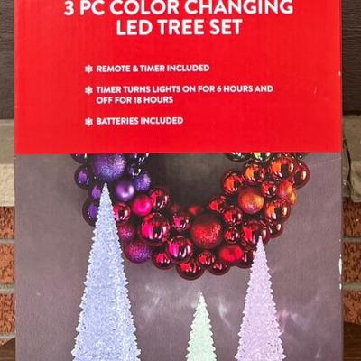 Holiday 3 Piece Color Changing LED Tree Set In Box (as Is)