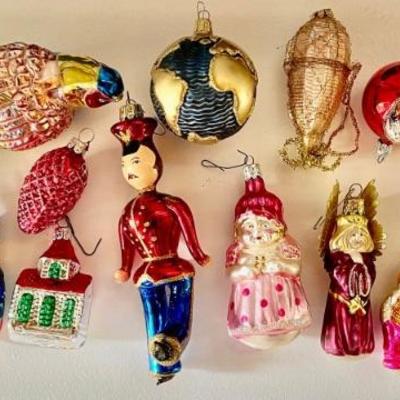 Lot Of Art Glass Ornaments - Italian Guard, Church, Snowmen, Angel