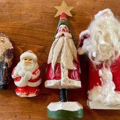 (4) Vintage Santas - Salt Shaker, House Of Hatten, Enesko, And Folk Art