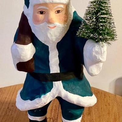Vintage Paper Mache Sant Clause With Tree