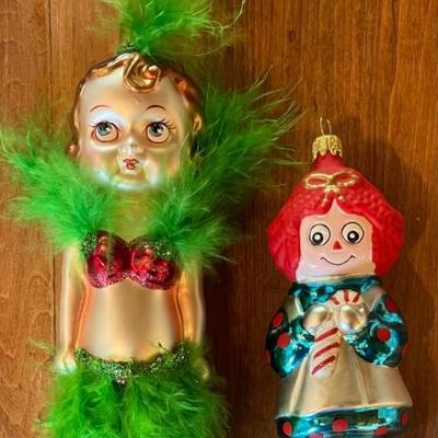 Department 56 Kewpie Doll Blown Glass Ornament & S & S Raggedy Ann Blown Ornament