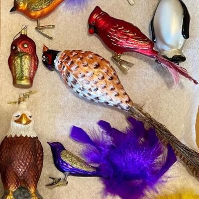 Mark Roberts Mercury Glass Pheasant Holiday Ornament, Clip On Glass Birds, And Hanging Ornaments