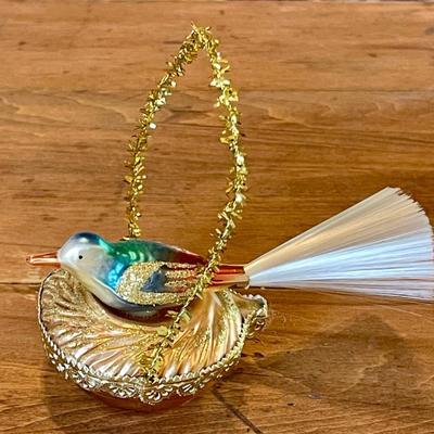 Antique Blumchen Bird Nest Germany Glass Holiday Ornament