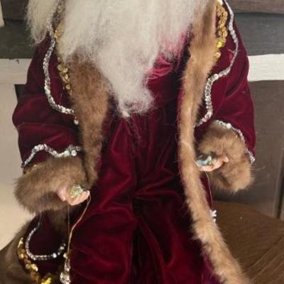 Olde World 20" Santa Figurine With Metal Stand